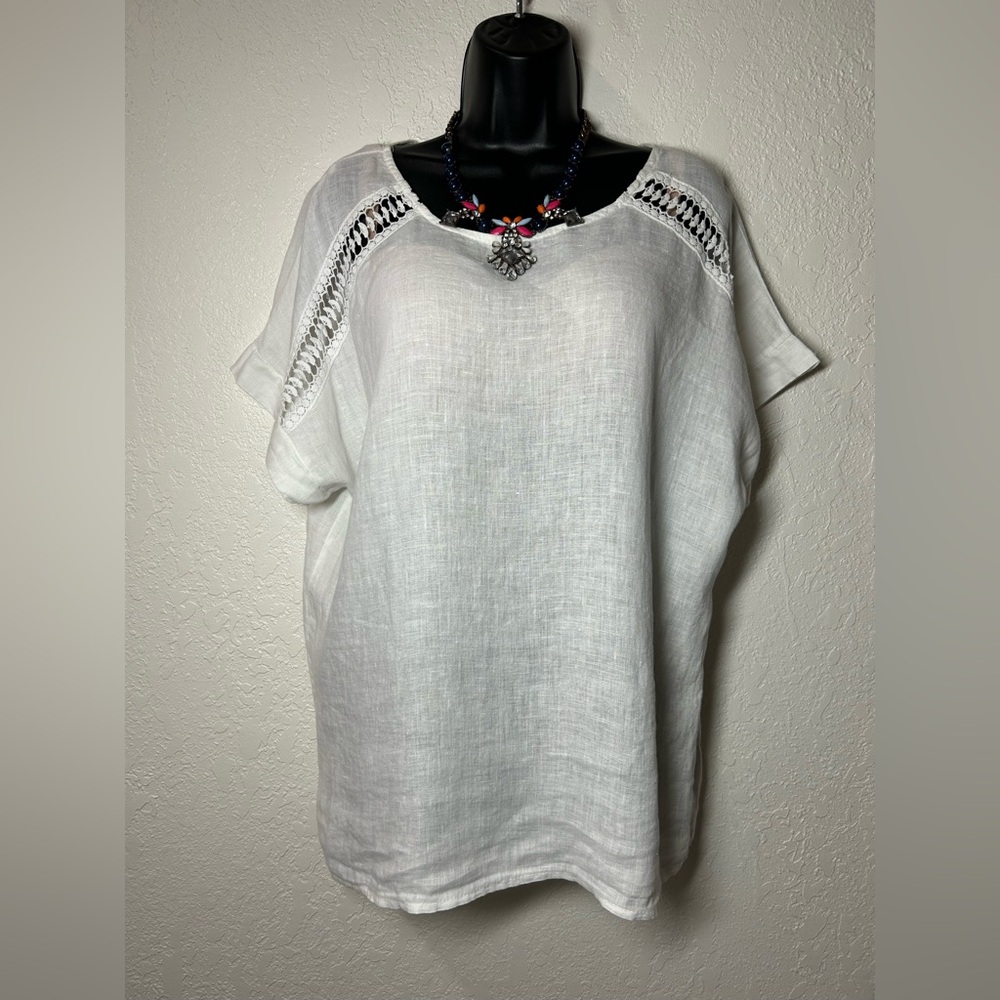 Bellambia Italy Chic White Linen Women's Tunic Top
